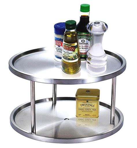 two tier lazy susan turntable for cabinet-steel|small 2 tier lazy susan.